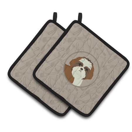 CAROLINES TREASURES Shih Tzu In the Kitchen Pair of Pot Holders CK2210PTHD